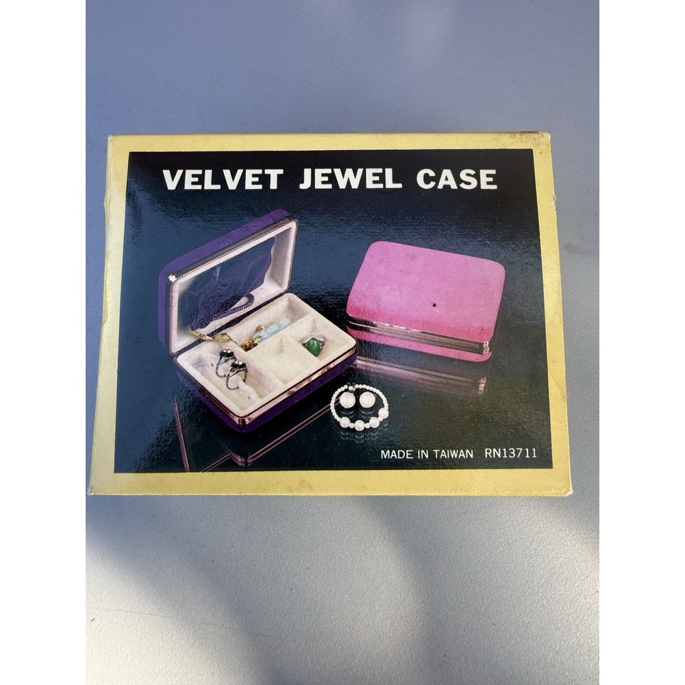 Vintage Velvet Jewel Case Set 14K Gold Electroplate Genuine Opal New NOS Defect